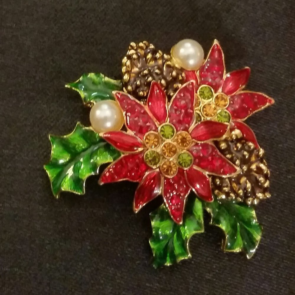 Poinsettia Brooch by Artist Christopher Radko